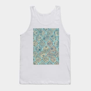 Moroccan Floral Lattice Arrangement - aqua / teal Tank Top